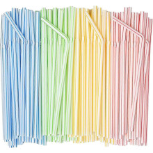 (As show, One size) Flexible Trinkhalme aus Kunststoff, 500er-Packung, 24 cm, verschiedene Farben, gestreift, Einweg