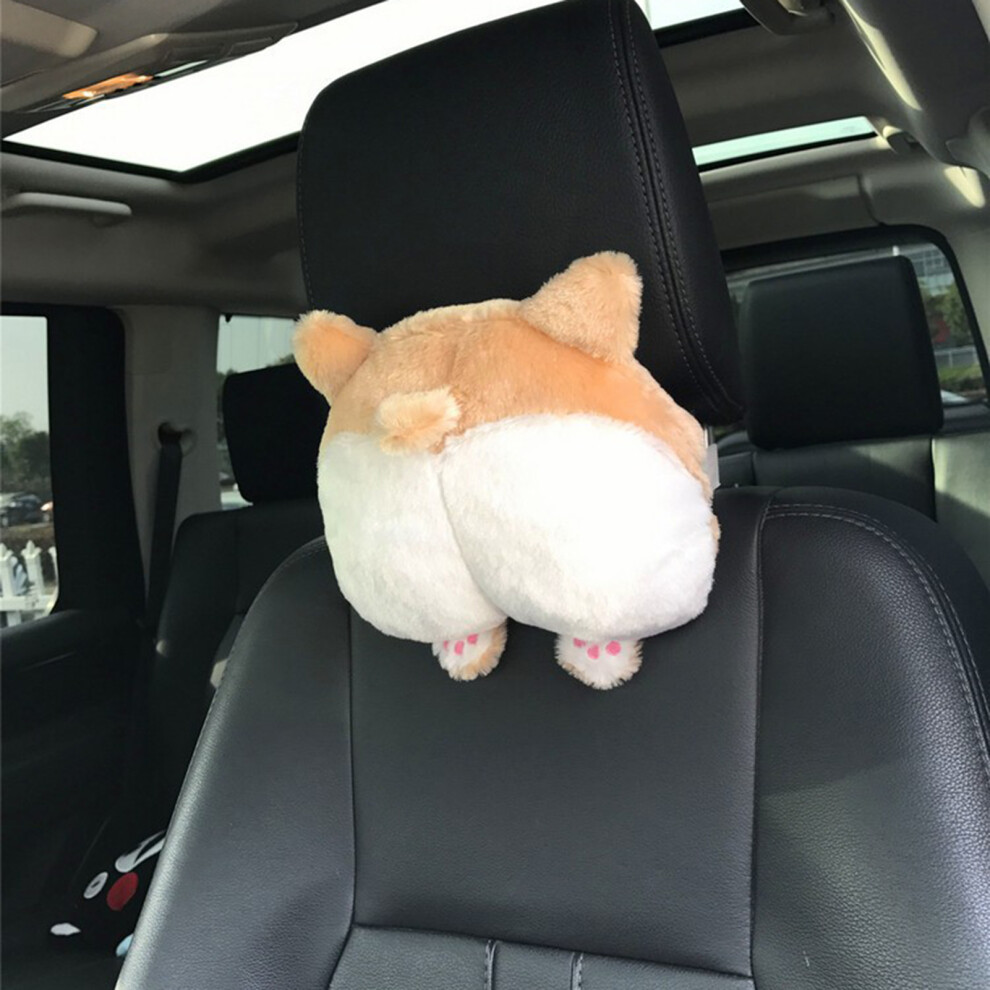 (25*25Cm) Corgi Plush Car Headrest Pillow For Neck Pain Relief 6431700993806