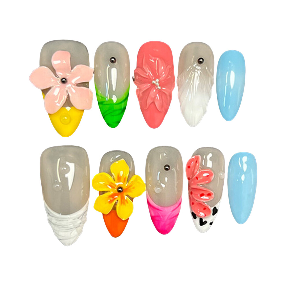 Phui-Pet-Supplies (Xs) 10Pcs French Press-On Nails, Natural Look