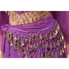 (Dark Purple) Dance Hip Scarf Waist Belt Coin Ornaments Belly Dancers Accessories Egyptian Belly Dancing Hip Wraps