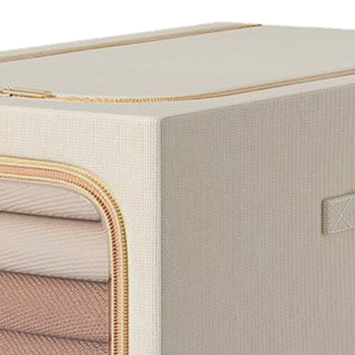 Beige Aufbewahrungsbox 50L Metallgriff