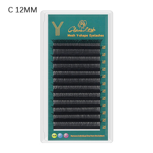 (12mm) Y-Shape Eyelash Extensions 0.07\" 2-Tip 2