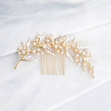 (Gold) Perlen Strass Braut Haarschmuck - 50 Char