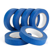Fita de Pintura Azul - Pacote com 6 X 1 Polegada X 55 Jardas, Fita Adesiva de Papel Crepom, Fita de Tinta para Pintura de Parede, Artesanato