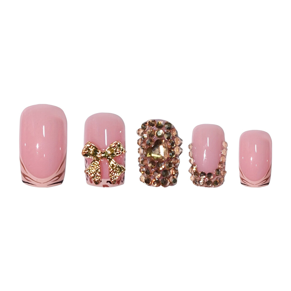 Reach-Tools Pink 24Pcs Glossy French Tip Fake Nails
