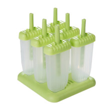 Pacote de 6 Suportes de Moldes de Sorvete ReutilizáVeis Sem BPA com Bandeja e Palitos Fabricante de PicoléS Divertido para CriançAs-Verde