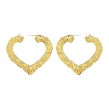 (Love) Bamboo Heart Hoop Earrings for Wedding & Travel