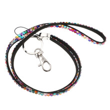 Rhinestone Phone Lanyard with ID Holder, Adjustable Sparkling Strap for Women, Hands Travel Use