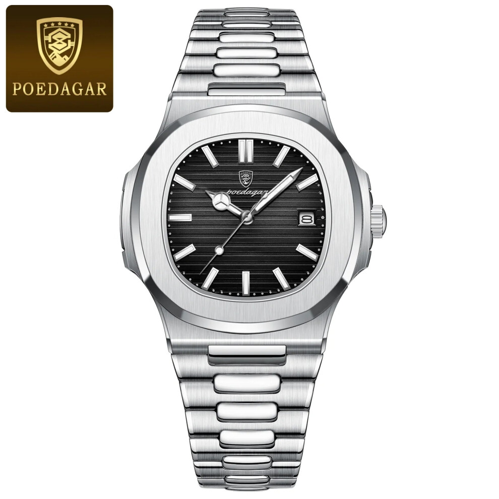(708black MintBlue) Top Luxury Square Man Watch Date Waterproof Luminous Men Wristwatch High Quality Leather Men's Quartz Watches+Box Reloj 2025 New-image-OPC-PRX2D87-NEW