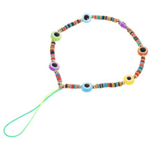 Beaded Phone Lanyard Strap with Polymer Clay Beads, Cute Anti‑Drop Wrist Strap for Cellphones and Keychains