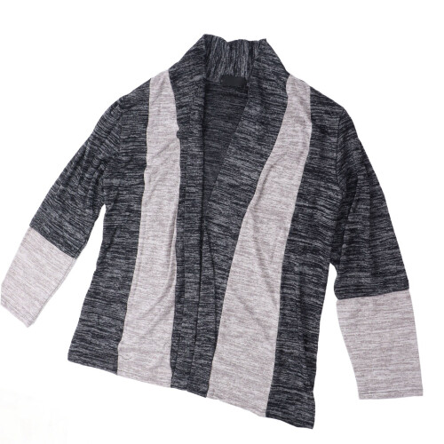 Herren offen gestrickter Pullover im Blockdesign Dunkelgrau XXL 2