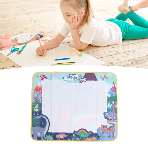 Dinosaur Water Doodle Mat, Cloth, Green/White