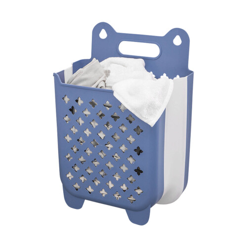 Wall Mounted Collapsible Laundry Basket L Blue Cap 1