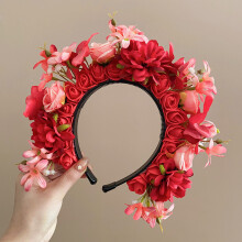 (4) Woman\'s Bridal Flower Headband Sweet Color Long Lasting Headgear for Bridesmaid Wedding Dating Shopping