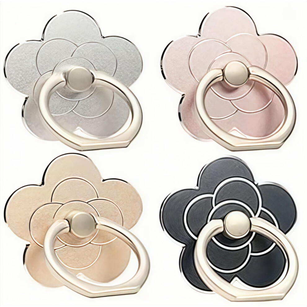 4 Pack Flower Phone Ring Holder, 360 Rotation Metal Finger Grip Stand With 180 Adjustable Kickstand For Smartphones 9771547271512