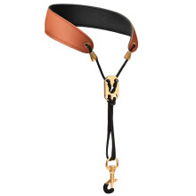 Saxophone Neck Strap and Shoulder Harness, Adjustable Padded Soft Leather, Brown