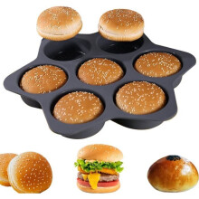 Ronde siliconen hamburgerbroodjesvorm, bakplaat voor broodjes met antiaanbaklaag