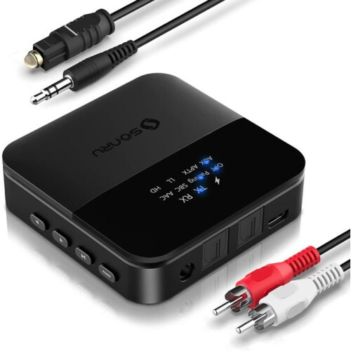 Bluetooth 5.0 Transmitter and Receiver, Bluetooth Audio Adapter, Digital Optical Transmitter and 3.5mm RCA Audio Adapter, A[J59]