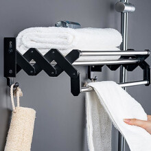 60CM Retractable Towel Rack Wall Shelf with Hook Bathroom Storage Rack Stainless Steel
