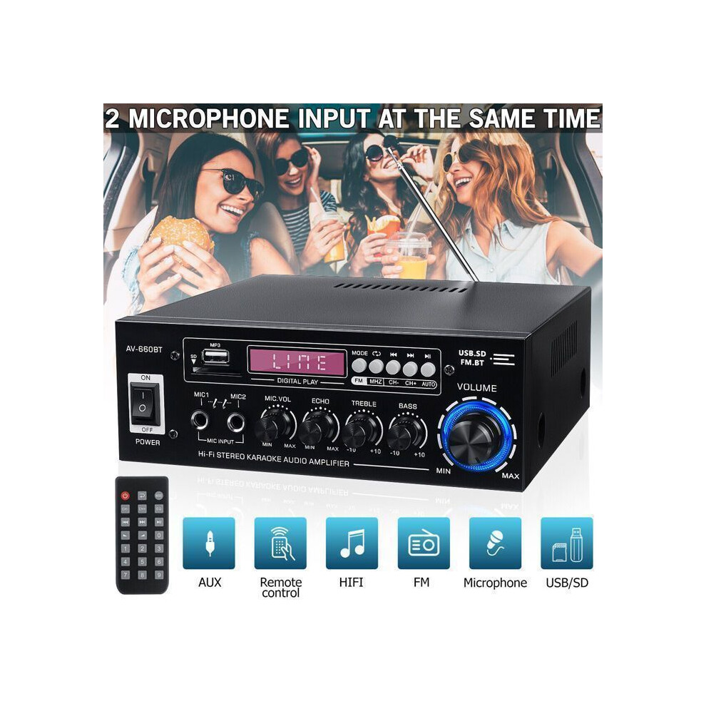 2000W Amplifier With Built-In Bluetooth 5.0, Digital Hifi Stereo Amplifier, Fm Radio 8581603423547