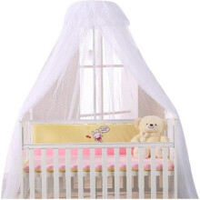 Large Canopy Bed with Mosquito Net Support for Baby Bed, Bed Protector Against Spiders and Mosquitoes with White Pole
