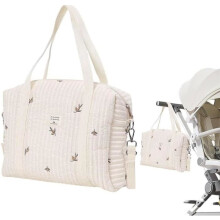 Embroidered Portable Baby Diaper Bags, Large Capacity Cotton Tote Diaper Bag, Shoulder Diaper Bag, Maternity Bag