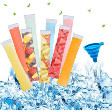 300-Piece Popsicle Bag Mold with Funnel, 5.5 x 28 cm, DIY Popsicle Pouches for Homemade Ice Cream and Yogurt Bars