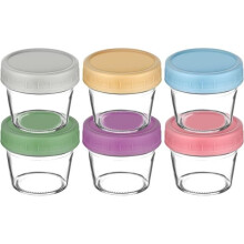 Bewaarcontainers voor babyvoeding - Set van 6 glazen opbergcontainers - luchtdichte deksels