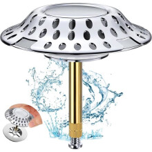 Universal Bath Plug, 2-in-1 Bath Plug Hair Filter, Adjustable Height Bath Drain with Filter Design.