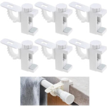 6-Piece Adjustable Curtain Rod Brackets, Curtain Rod Holder Clip Supports, No-Drill Curtain Rod Supports for Curtains