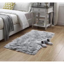 Synthetic Sheepskin Rug - LECOO - 75x120 cm - Grey - Modern - Indoor