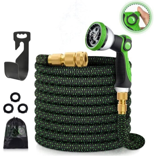 30m Expandable Garden Hose - 3300D - 10 Spray Functions - Green