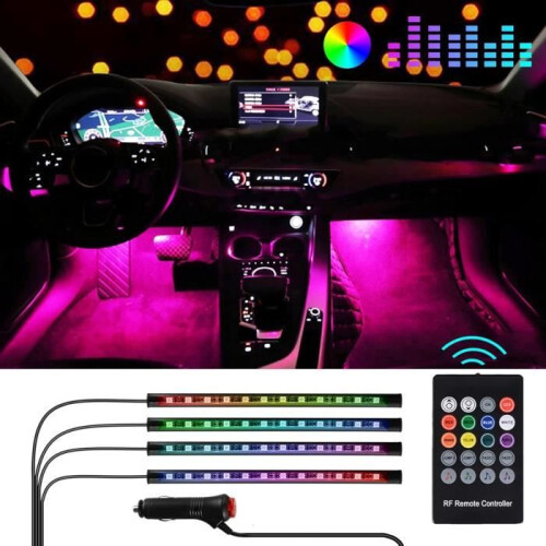 Car interior lights, 12V multicolor LED strip light for dashboard lighting, waterproof kit with function