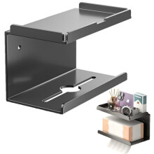 Toilet Paper Holder - Black - SUS304 Stainless Steel - Holder with Wipe Dispenser - 30x12 cm