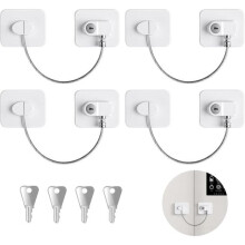 4PCS Childproof Window Safety Locks, Childproof Cabinet Safety Locks with 4 Keys, Strong Adhesive, for Windows and Fridge Doors