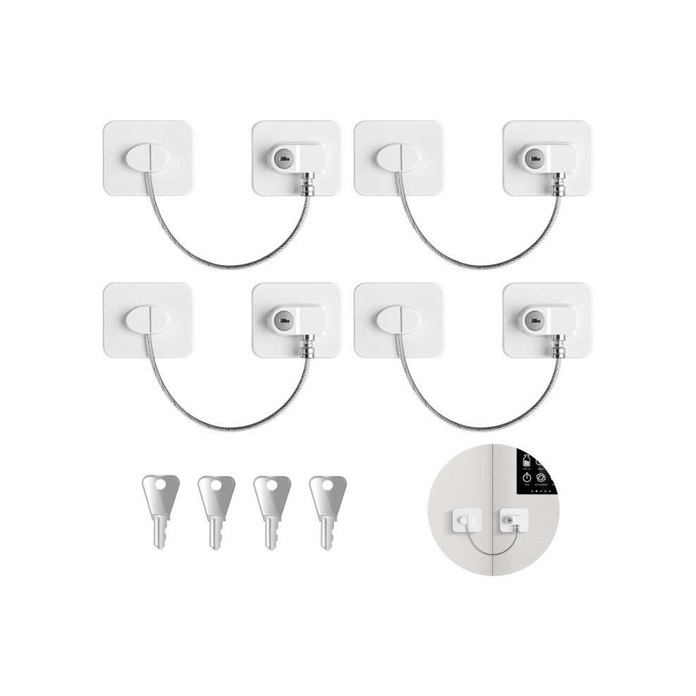 4Pcs Childproof Window Safety Locks, Childproof Cabinet Safety Locks With 4 Keys, Strong Adhesive, For Windows And Fridge Doors Aihontai