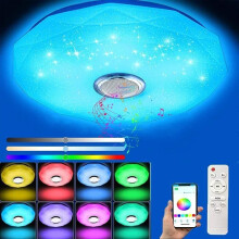 36W LED color ceiling light with Bluetooth speaker, remote control and app control, 3000k~6000k for children's bedroom, living room