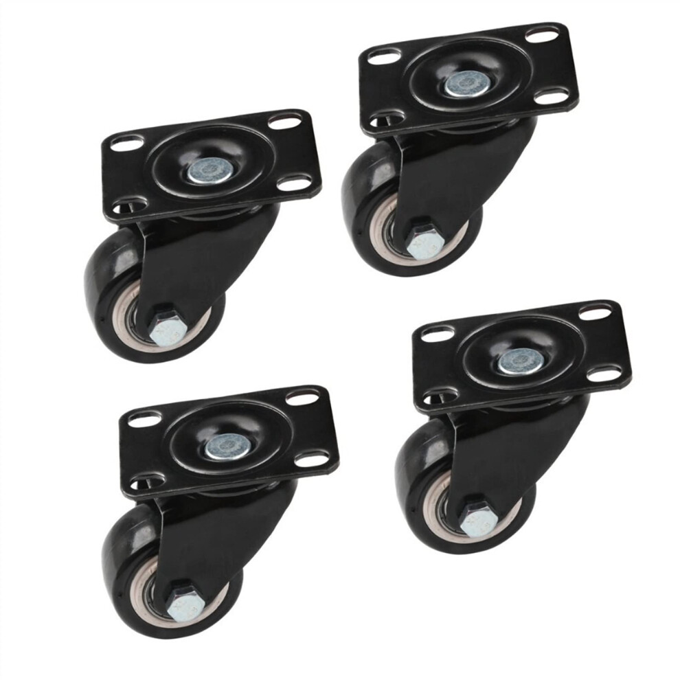 40Mm Black Rubber Swivel Casters For Furniture, Smooth Quiet Rolling, Stable Steel Mount, 3Pcs 9330225407447