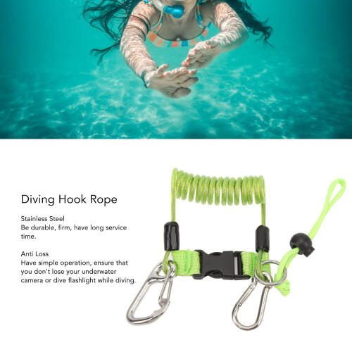 Diving Hook Rope Stainless Steel TPU Green 2