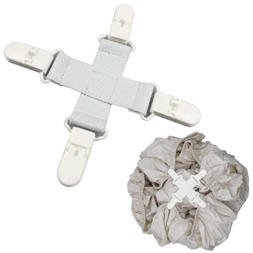 (White) Bed Sheet Holder - No Tangling for Home & Dorm 1