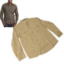 Men Workshirt Chest Pocket Cotton Khaki 4XL