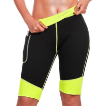 (L, Yellow) Women's Shorts with Pocket Workout Shaper Yoga Shorts