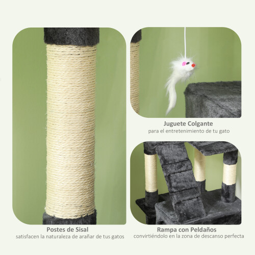 PawHut Árbol para Gato Gris 49 x 49 x 173 cm 2
