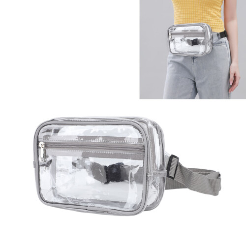 Waterproof Clear Sling Bag 8.9" x 3" x 5.9" Gray Adjustable Strap 2