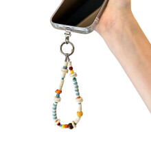 Boho Phone Charm Beaded Keychain with Crystal Bear Wrist Strap Y2K Aesthetic Accessory for Bag and Camera
