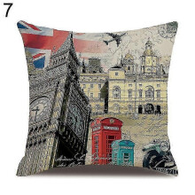 (7) London Characters Flag Bus Linen Cushion Throw Pillow Cover Case Pillowcase
