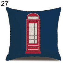 (27) London Characters Flag Bus Linen Cushion Throw Pillow Cover Case Pillowcase