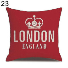 (23) London Characters Flag Bus Linen Cushion Throw Pillow Cover Case Pillowcase