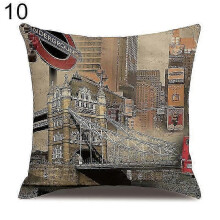(10) London Characters Flag Bus Linen Cushion Throw Pillow Cover Case Pillowcase