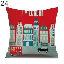 (24) London Characters Flag Bus Linen Cushion Throw Pillow Cover Case Pillowcase